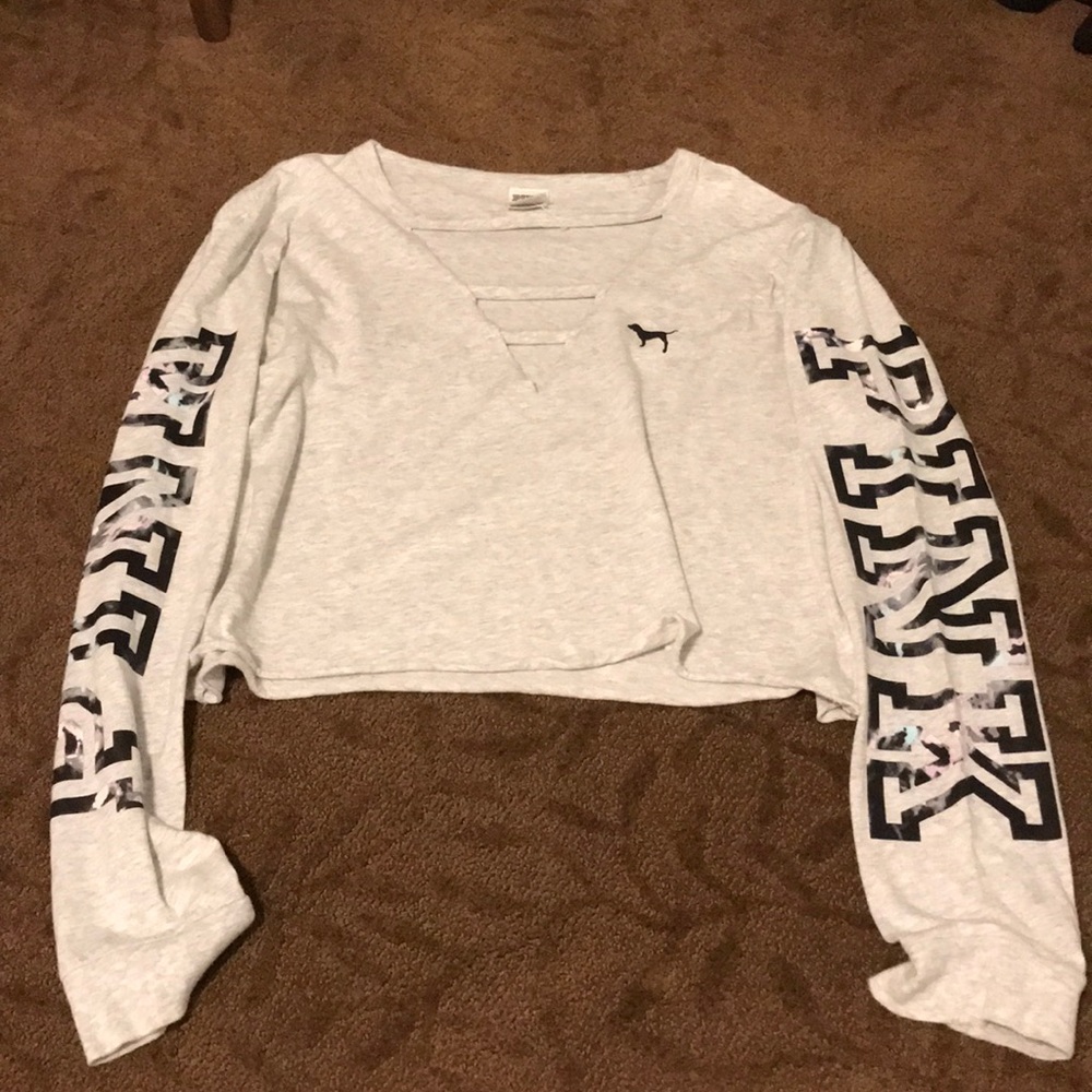 Pink Cropped Long Sleeve Shirt